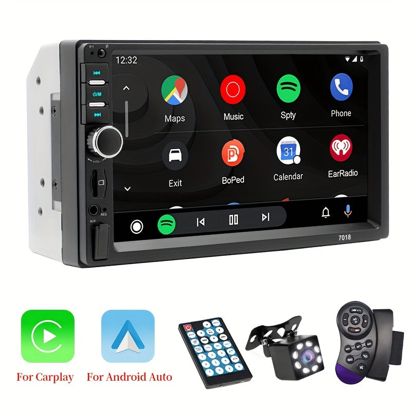 17.78cm HD Car Stereo with Touch Screen, Android Auto & CarPlay, GPS, Aux, SD/USB Inputs, Steering Wheel Controls, Wireless Android/iOS Connectivity - No Battery Required, Vehicle