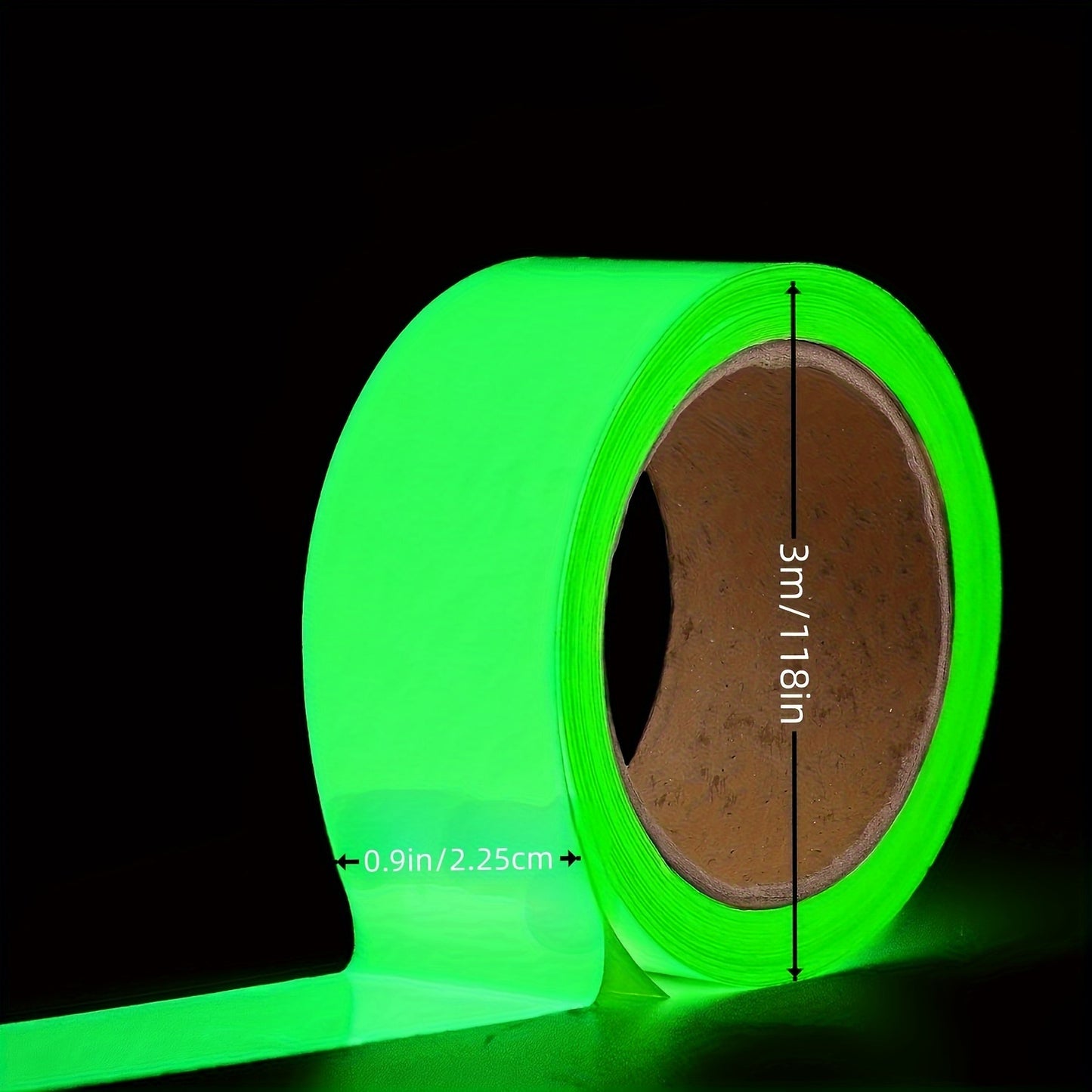 SWRT Glow-in-the-Dark Tape: 8-hour brightness, strong adhesive, waterproof for nighttime decor, stairs, walls, exit signs.