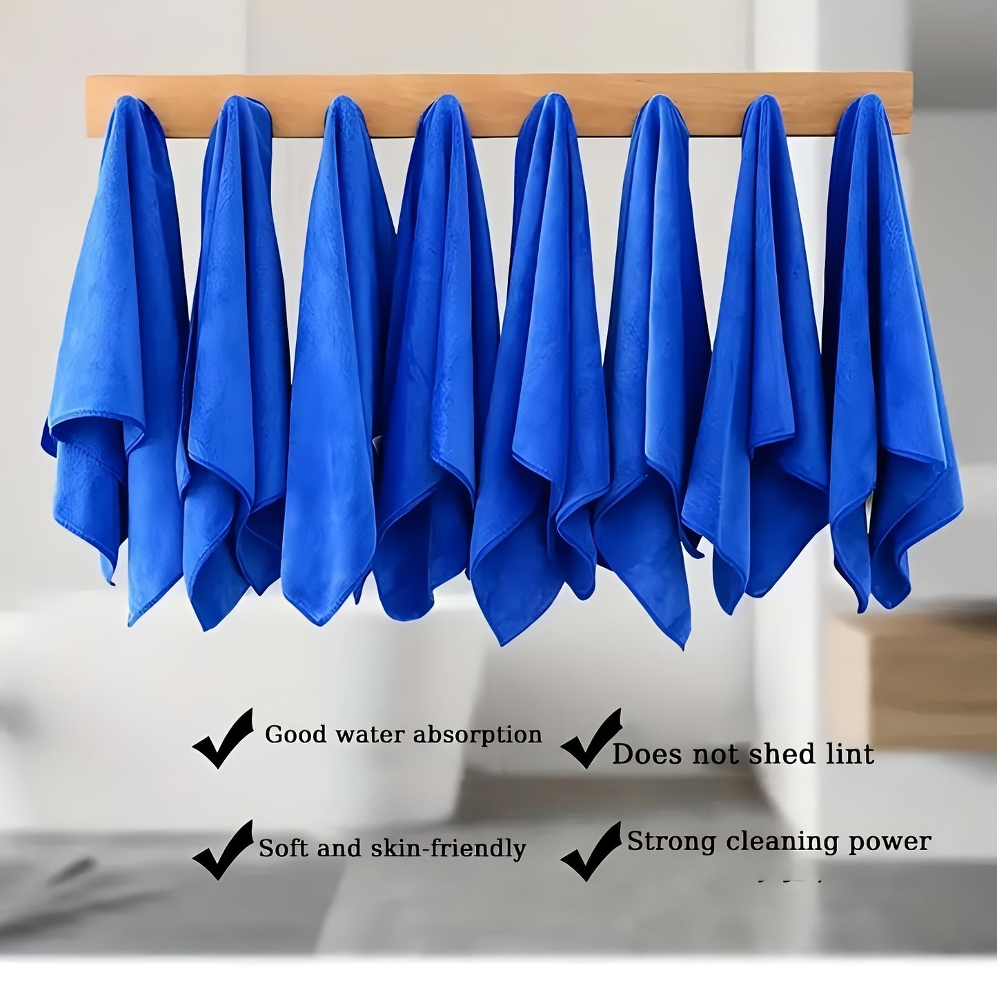 10-piece towel set made of super soft, super absorbent polyester fiber, suitable for various uses including bathroom, gym, hotel, spa, barber shop, beauty salon, and commercial cleaning.