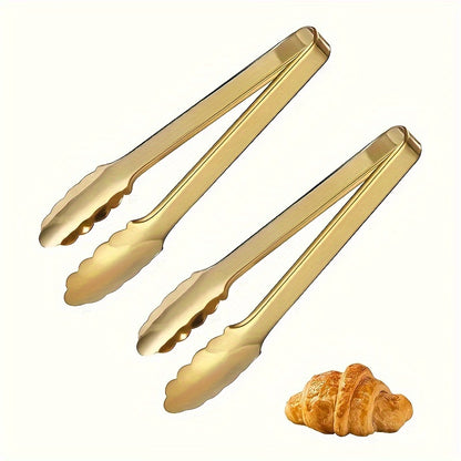 Gold Tone Buffet Tongs - 2 Pack, 9-Inch Stainless Steel, Easy Grip for Parties, Catering, Kitchen