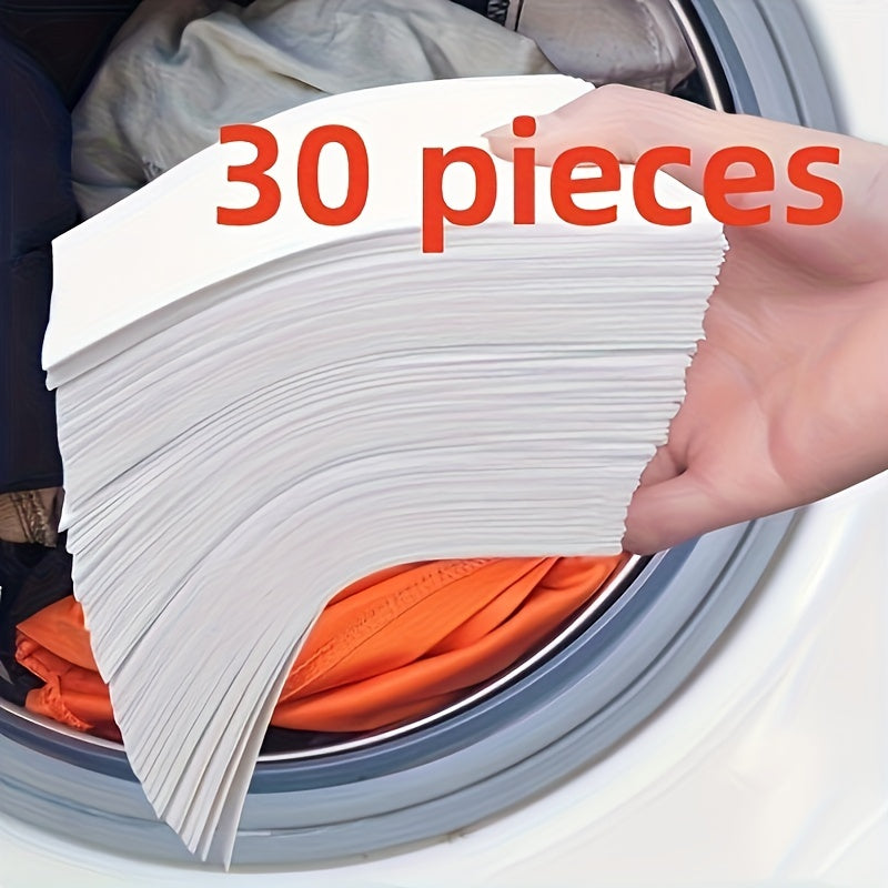 30 laundry detergent sheets with long-lasting fragrance and decontamination power. Portable and multifunctional for home use.