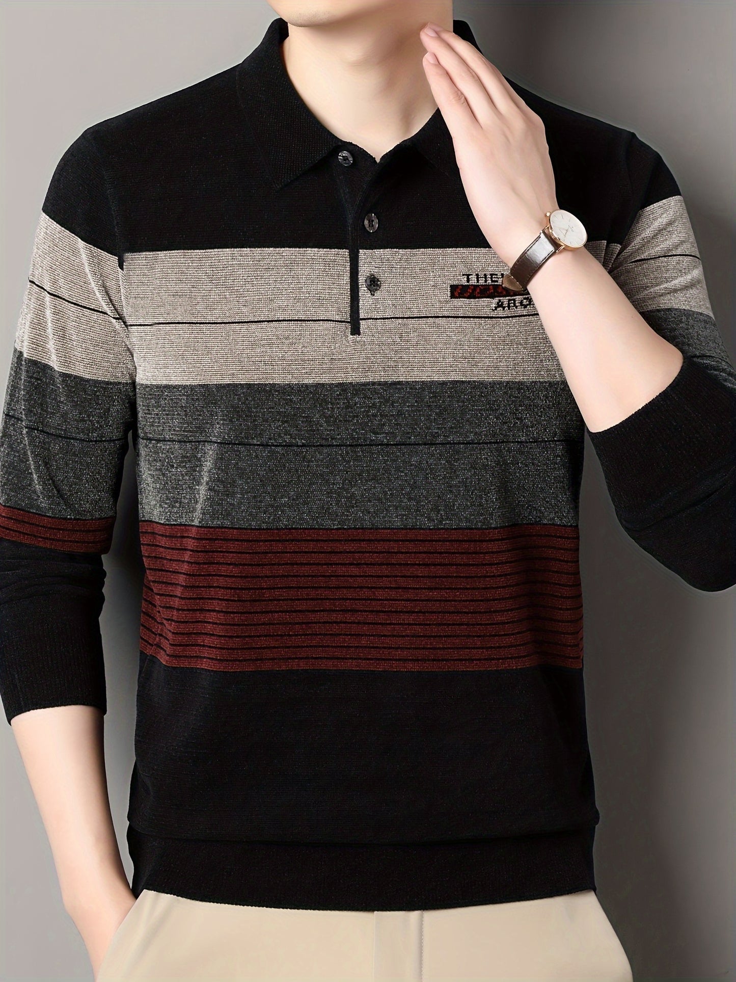 Striped knit sweater for men - perfect for fall and winter, great as a gift