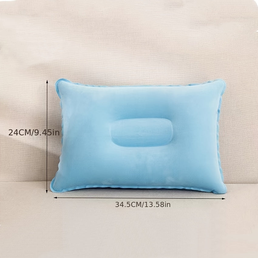 Soft and Luxurious Microfiber Inflatable Pillow for Travel and Camping - Easy to Clean, Lightweight, Rectangle Shape.