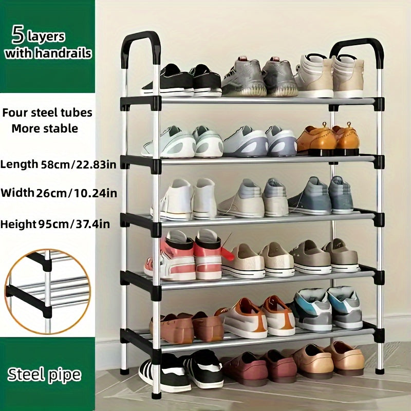 Durable Multi-Layer Shoe Rack - Spacious Storage, Simple to Assemble, Strong Steel Build for Home & Dorm Organization - Ideal for Entryway, Bedroom, and Living Room