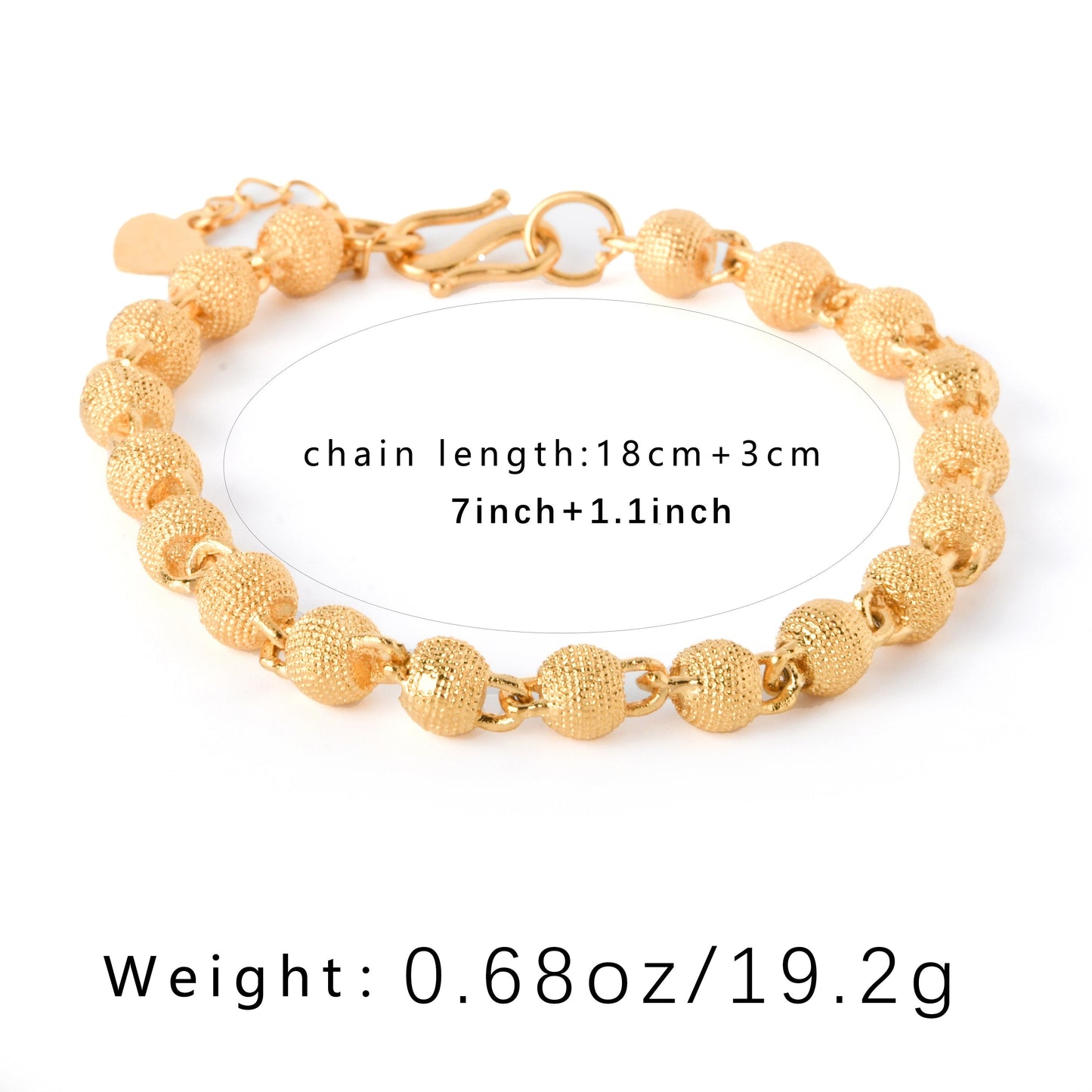 Adjustable 18K Gold Plated Bracelet with Golden Beads for Women and Girls - Perfect Gift for Birthday, Christmas, Mother's Day, or Valentine's Day