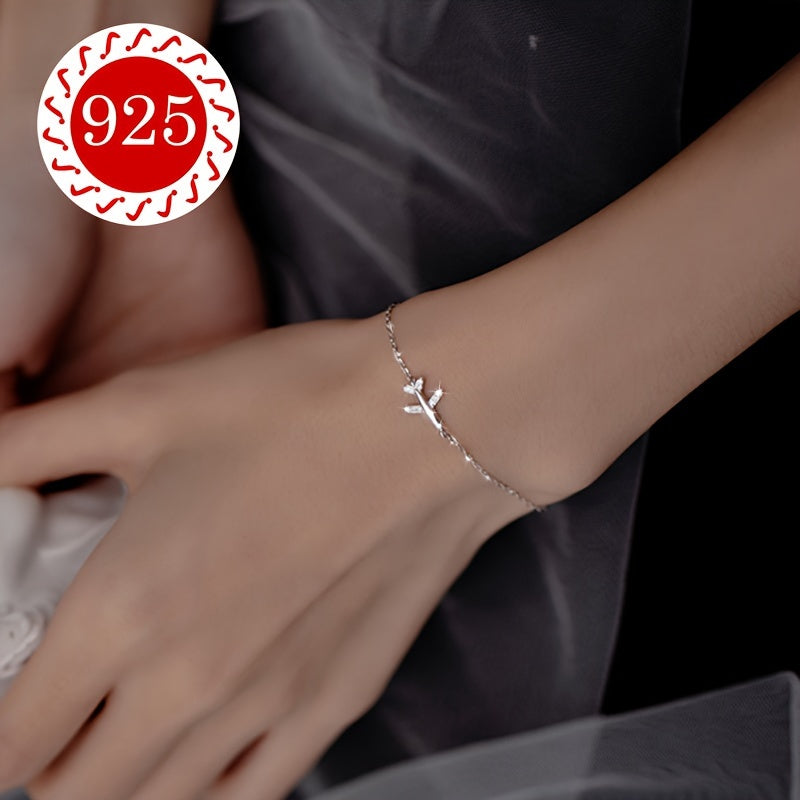 925 Silver Paper Airplane Bracelet with 18K Golden Plating and Synthetic Zirconia, Hypoallergenic, Anti-Tarnish, Includes Gift Box, Ideal for Daily Wear & Thanksgiving, Suitable for All