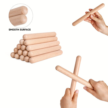 1/2/4/8 pairs of wooden claves percussion instruments, 20.32 cm in length, made from natural hardwood for hand drumming and ensemble play. No case included, suitable for ages 14+.