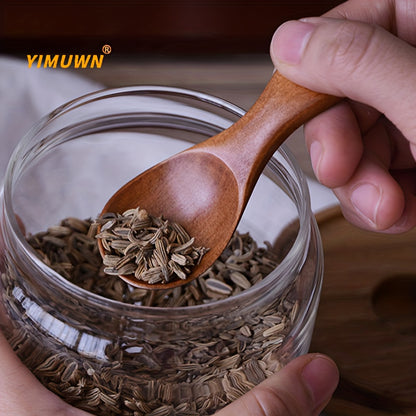 4-10pcs Mini Wooden Spoons for spices, sugar, tea, coffee, condiments, jam, mustard, and ice cream, with short handles.