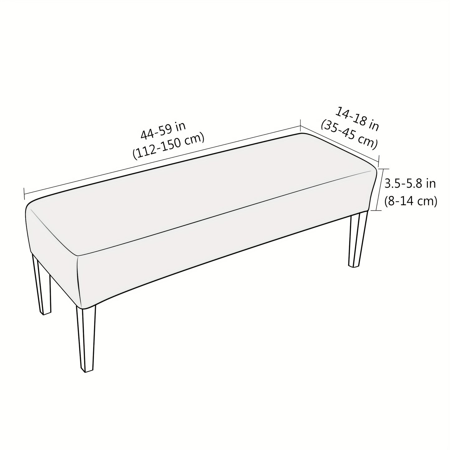 Washable and removable stretch bench cover protects seat from spills and stains in home, office, and hotel.