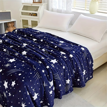 The SEA BEAR Soft & Warm Fleece Throw Blanket features a charming Meteor Pattern, ideal for snuggling up on the couch, in the office, bed, or while camping and traveling. This all-season hypoallergenic gift blanket is multifunctional, perfect for use as