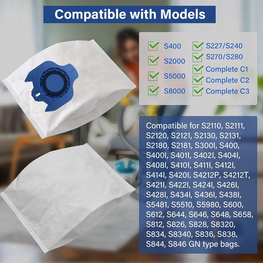 Замените свои старые мешки для пылесоса на 18 упаковку полиcarbonate 3D Efficiency GN мешков для пылесосов. Эти мешки совместимы с широким спектром моделей пылесосов Miele, включая Classic C1, Complete C1, C2, C3, S2, S5, S8, S2000-S2999.