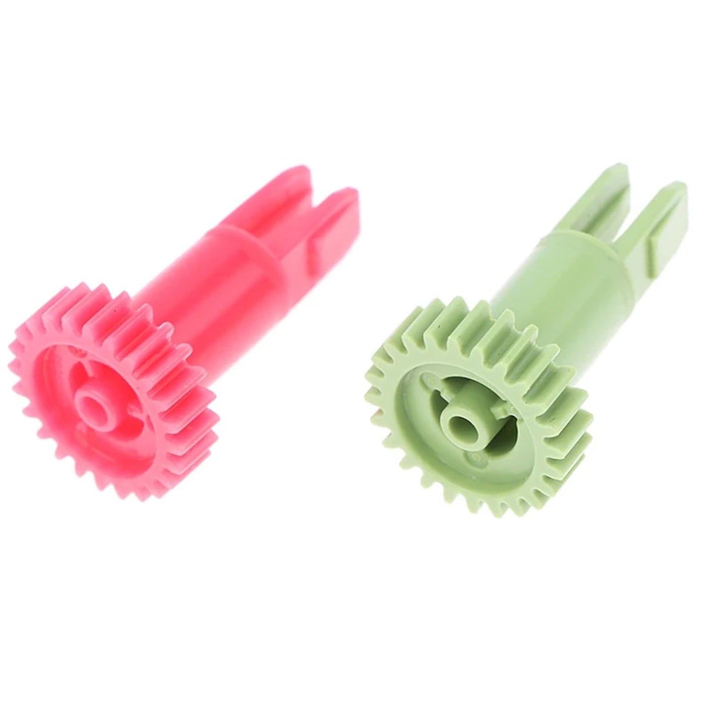 One pack of compatible motor gears for DEEBOT OZMO 950/920/N5/N8 T5/T9/T8 includes a plastic side brush motor gear, requiring no electricity. The pack includes 1 red gear and 1 green gear, suitable for use as a robot vacuum cleaner accessory.