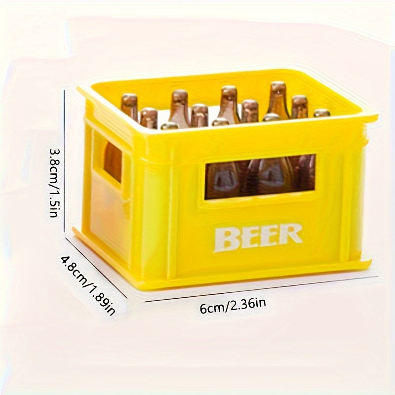 Retro 3D beer basket bottle opener magnet for soda and beer cans.