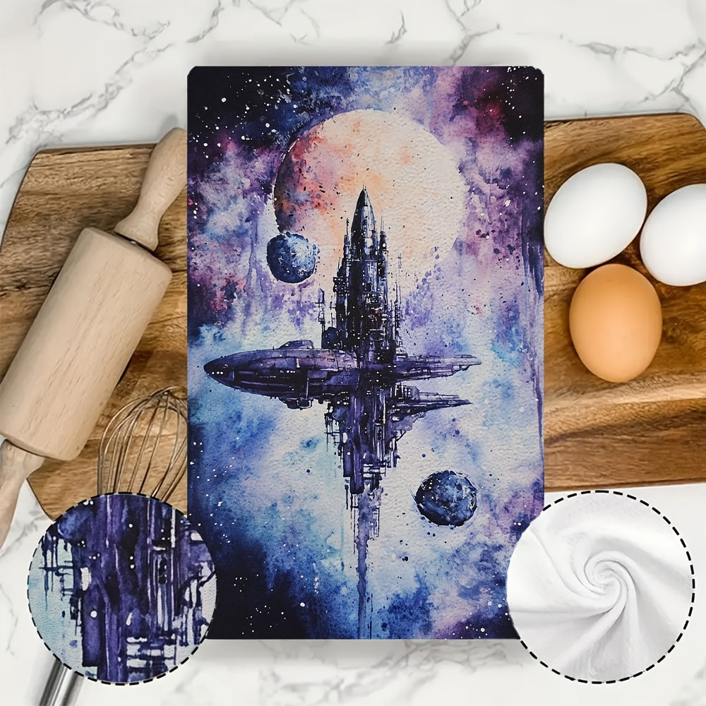 2 pieces of Interstellar Kitchen Towels - Ultra Soft and Highly Absorbent Dish Hand Towels perfect for Holiday Decor. Machine washable and measures 16x24 inches. Item number 2KYSYS1218308.