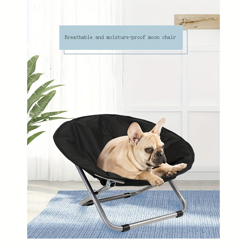 Portable folding pet bed chair for small dogs and cats, waterproof with detachable design for breathability and comfort.