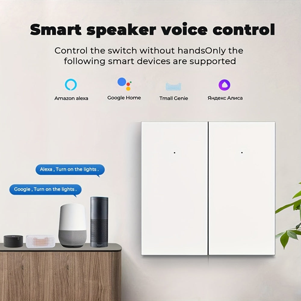 Chevolink Smart WiFi Wall Light Switch with voice control through Amazon Alexa & Google Assistant. Single pole button switch with wireless app control using Tuya Smart Life. Works with