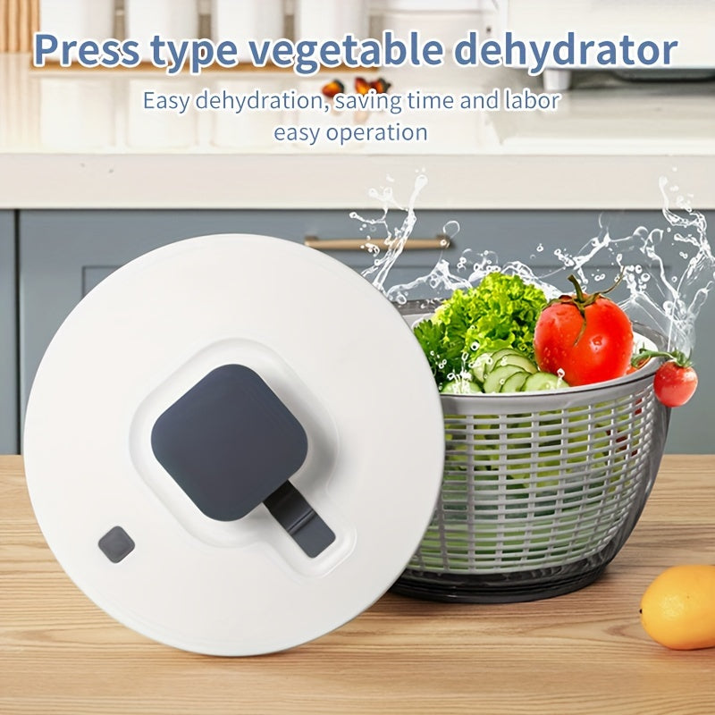 Essential Kitchen Tool: 6L Manual Salad Spinner & Vegetable Dryer - Multi-Functional Gadget for Quick Drying of Lettuce, Fruits, and More.