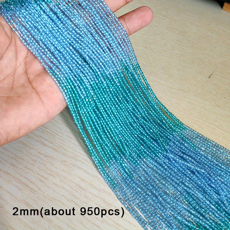 Approximately 950 pieces of 2mm Bohemian-style gradient-colored beads, faceted glass beads for creating jewelry bracelets and DIY accessories.