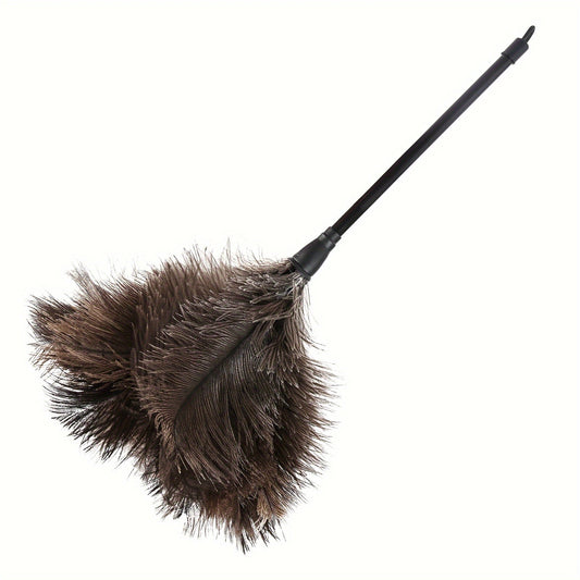 Set of 3 Ostrich Feather Dusters with Stylish Black Handles, Versatile Dusting Brushes for Every Room and Surface, Effortless Cleaning without the Need for Electricity or Batteries