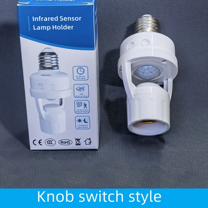 1pc E27 Motion Sensor Light Bulb Holder, AC 85-265V Hardwired Indoor Human Body Induction Adapter, 110V/220V Compatible, No Battery Required.