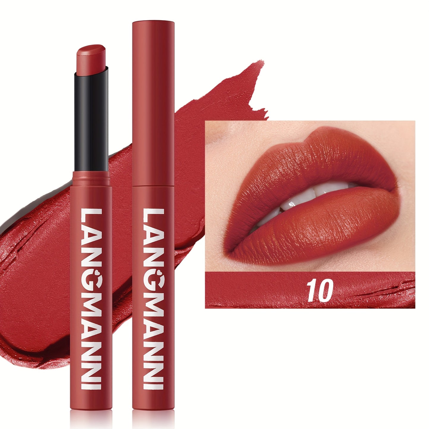 Matte Lipstick Crayon in Berry, Coral, Pink, and Red Shades, Long-Lasting and Moisturizing with Natural Hydrating Finish