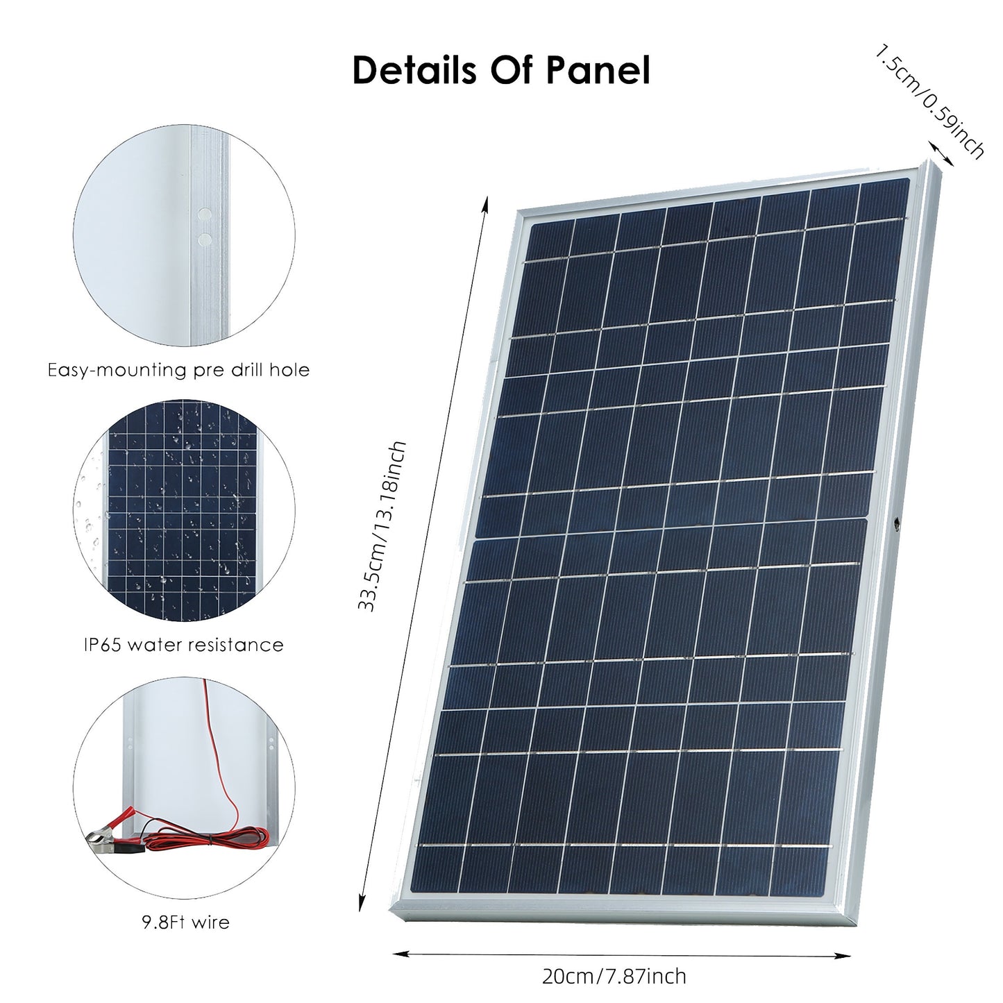 Aluminum-framed portable solar panel with detachable magnetic material for various outdoor power needs.