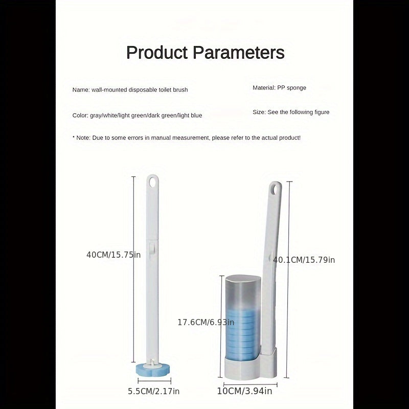 Долгая ручка одноразовой туалетной щетки с заменяемой головкой - губчатая щетка для легкой уборки в ванной и очистки глазури