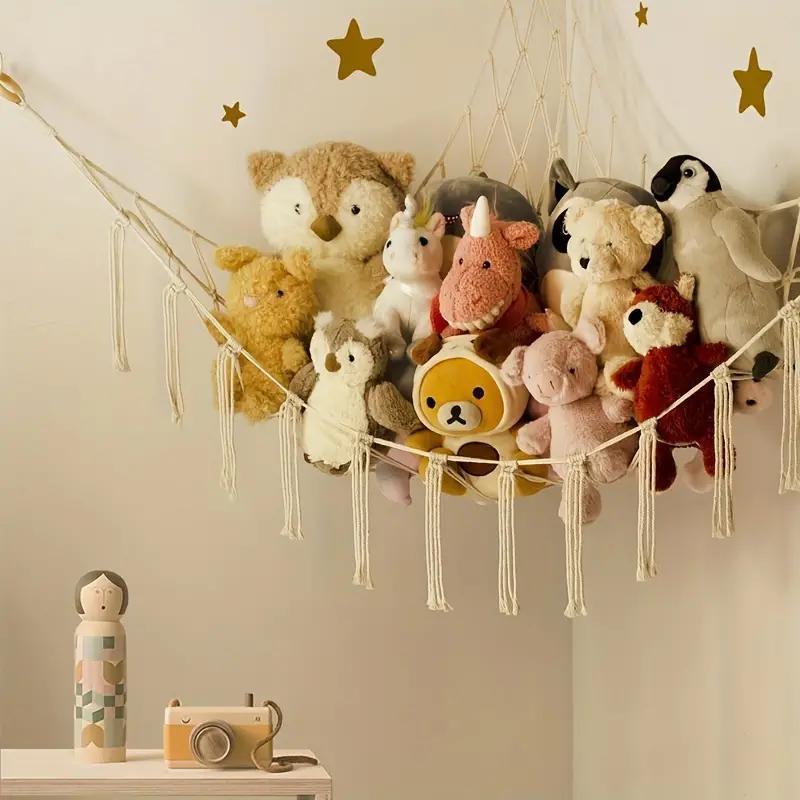 Boho Chic Plush Hammock - Hanging Net for Stuffed Animals Storage, Easy to Install, Perfect for Bedroom Decor