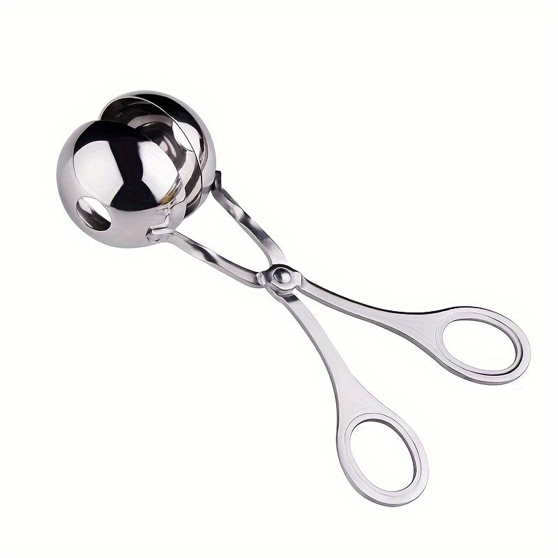 Stainless steel meat ballers with anti-slip handles for making meatballs, rice cakes, cookie dough scoops.