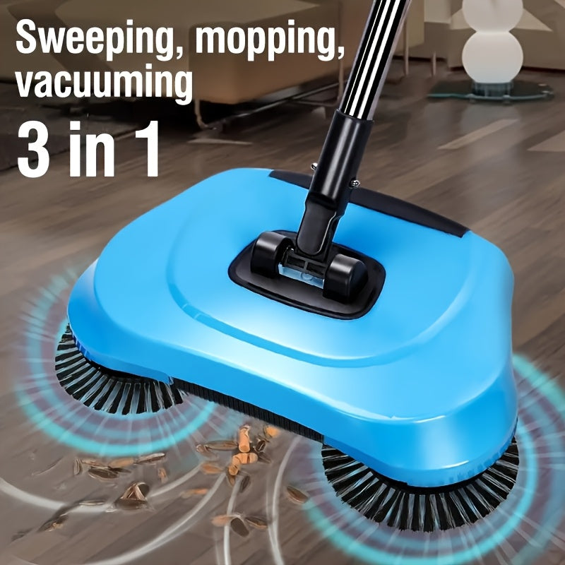 Ko'k/Qizil 3-in-1 Qo'l Broom Sweeper Mop Vacuum Kombinatsiyasi - Yog'och va Kafel Pol uchun Ko'p Funktsiyali Tozalash Vositasi, Quruq va Nam Foydalanish, Hayvon Sochlarini va Changni Olib Tashlaydi, Yashash Xonasi, Yotoqxona, Oshxona va Tualet uchun Ideal