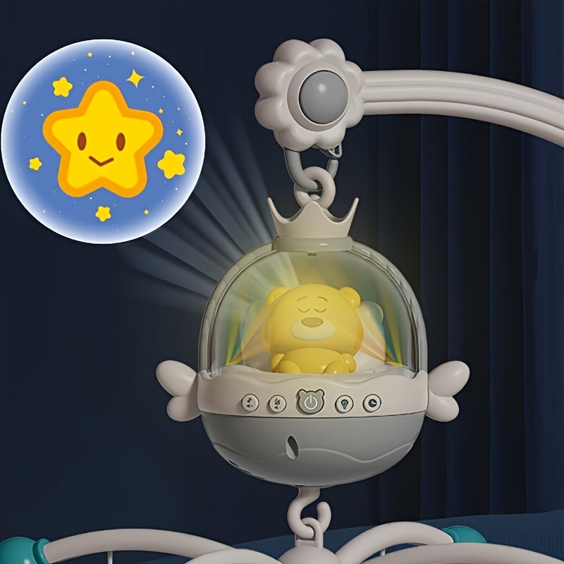 Entertaining Projection Remote Control Baby Crib Mobile featuring Lullabies, Educational Musical Box Toy, Cute Bear-Shaped Plastic Mobile, with Calming Sounds, perfect for Newborns, a Wonderful Birthday and Christmas Present for Babies aged 0-3 Years