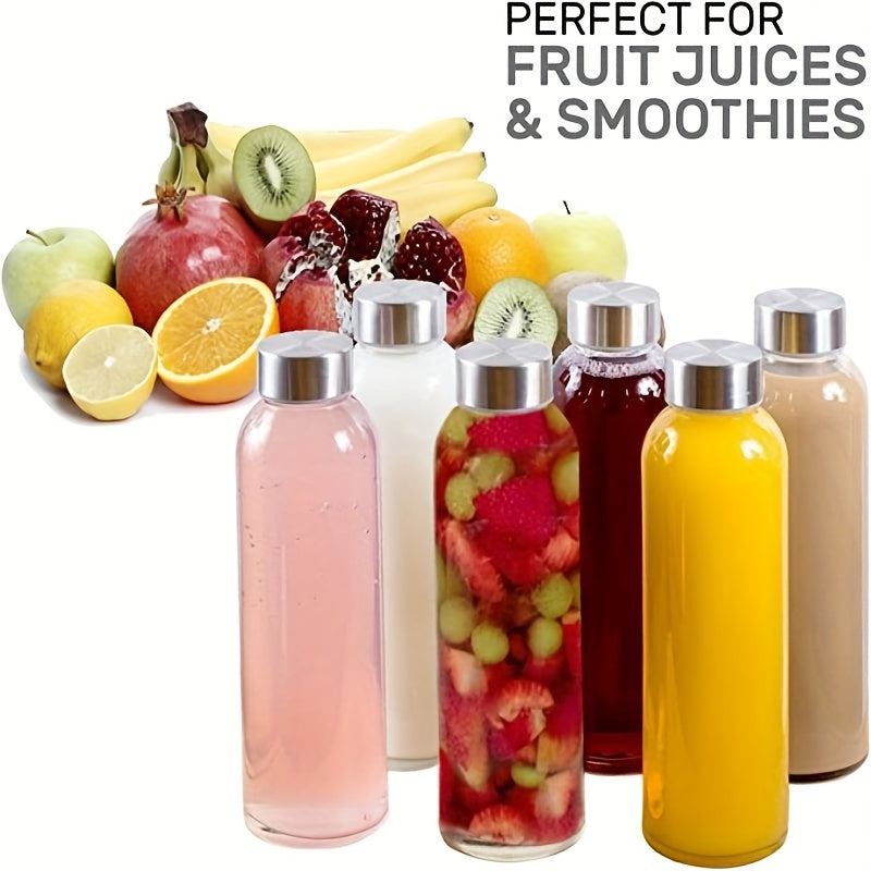 2/4/6 Pieces of 18 Oz Clear Glass Bottles With Lids | BPA-Free and Reusable Water Bottles Ideal for Juicing | Wide Mouth Containers for Storing Liquids in the Refrigerator