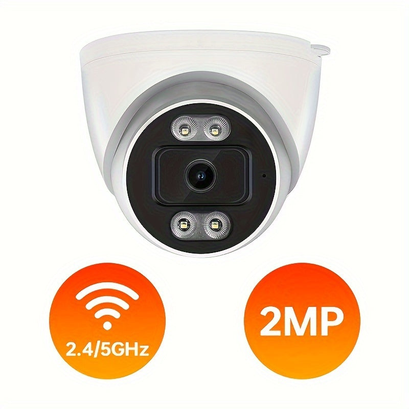 Introducing the ZHXINSD 1pc Dome Security Camera: HD video quality, WiFi connectivity, 2-way audio, AI human detection, color night vision, sound/light alarms, smartphone compatibility, USB powered, suitable for both indoor and outdoor surveillance.