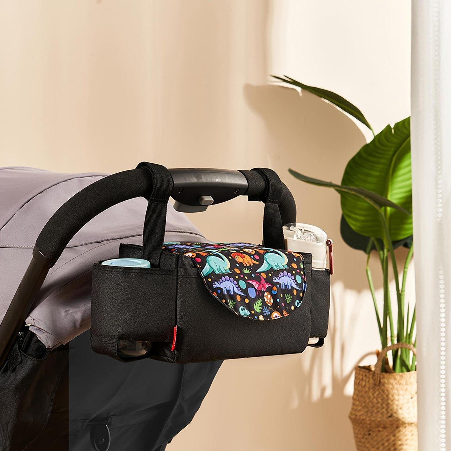 Polyester Multi-Purpose Stroller Organizer - Ideal for Storing Diapers, Bottles, and Cups