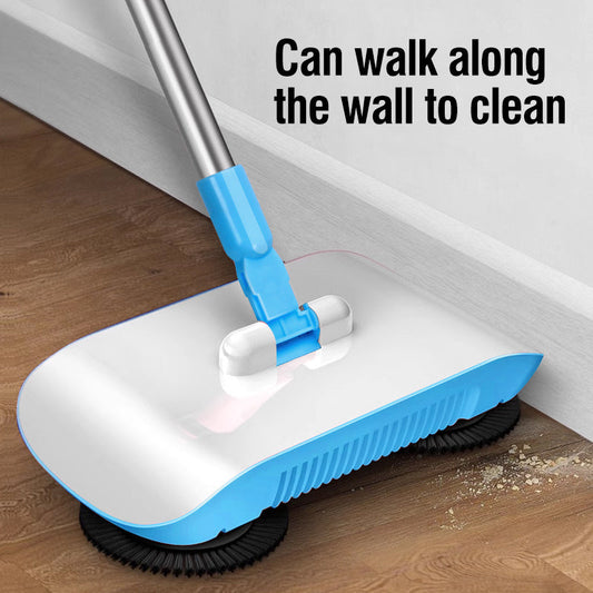 Versatile 3-in-1 Hand Push Broom with Extended Handle, Wooden Sweep Vacuum Mop for Hardwood, Ceramic, Tile Surfaces, featuring an Automatic Spiral Deep Cleaning System for Household & Professional Applications in various Spaces such as Living Room