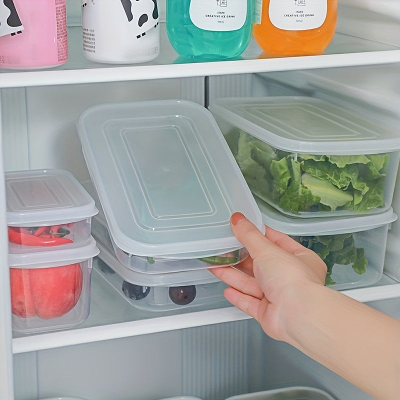 Essential kitchen organization: Multi-size plastic food storage container with soft lid, microwave and freezer safe. Ideal for storing meat, fruits, and vegetables.