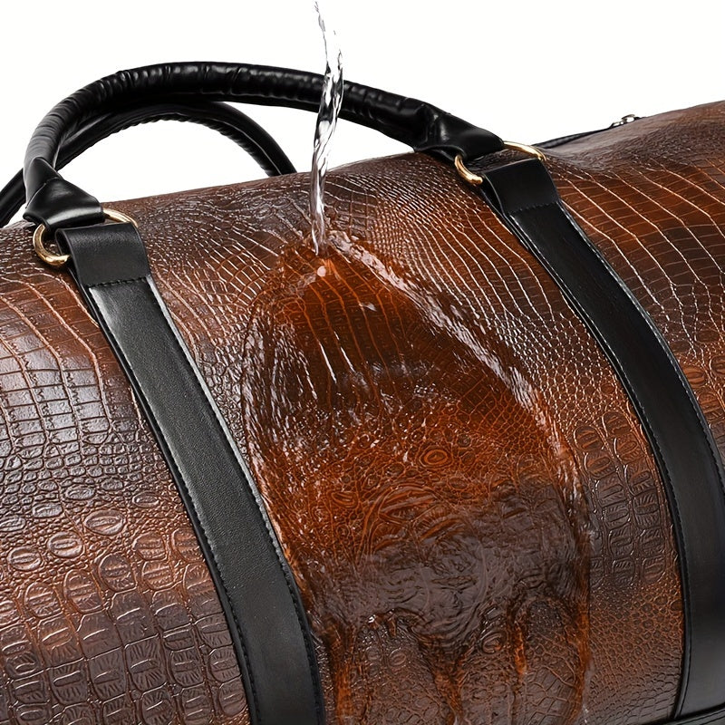 Unisex crocodile patterned travel bag with a large capacity, perfect for retro vacations and gifting.