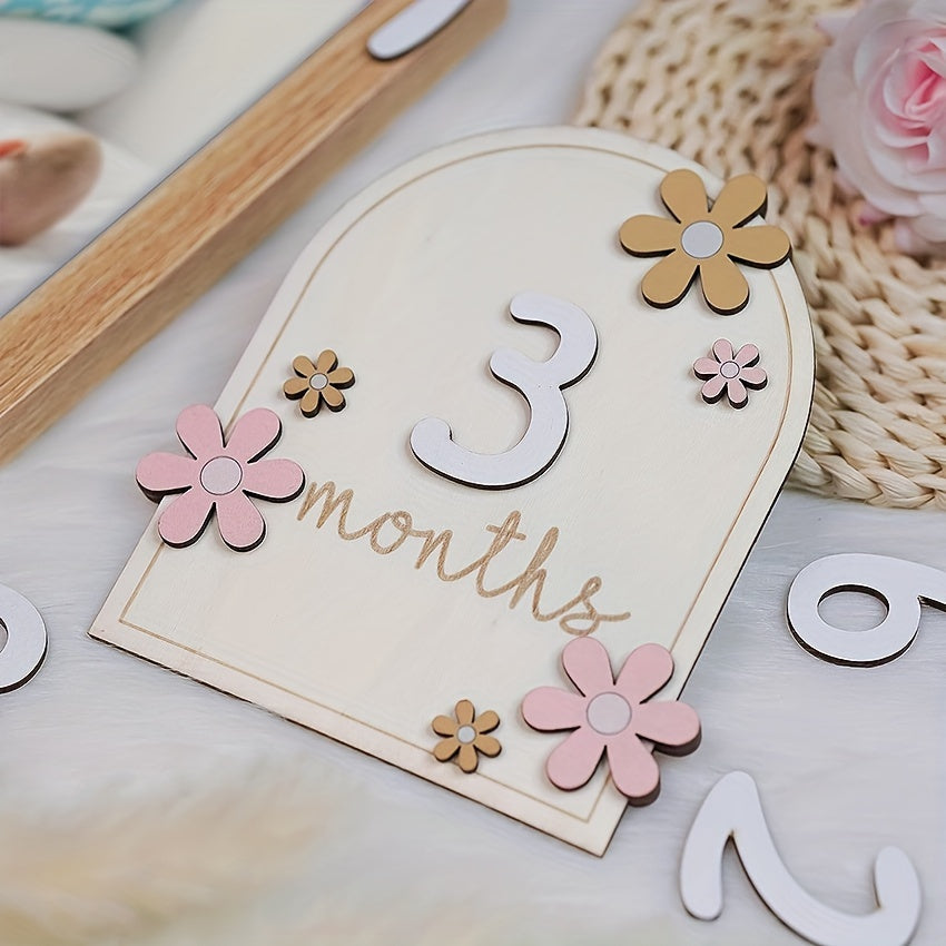 Wooden milestone birth sign, creative milestone card set, photography milestone card, first year growth card, pregnancy journey milestone markers for photo props.