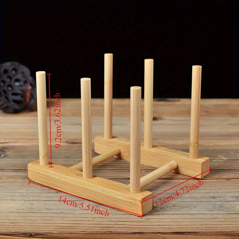 Bamboo tea set holders for cups, wooden storage rack for glasses, and dustproof cup shelves for a simple and natural household touch.