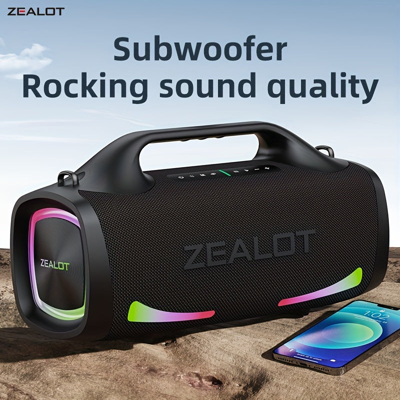 ZEALOT S79 100W Wireless Portable Speaker with 4 Speakers, supports TF Card/USB/AUX/TWS, connects with mobile devices and TVs, ideal for outdoor parties and home theaters.