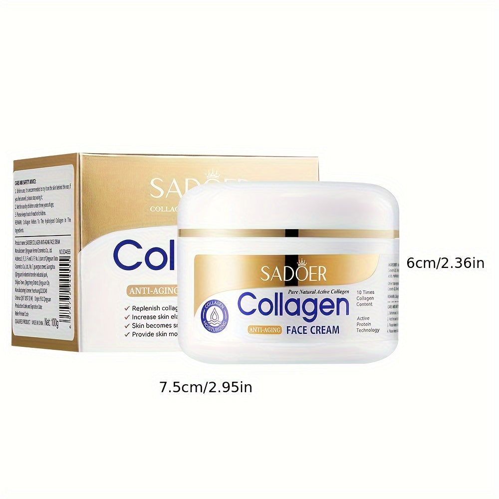 100g Devinen Collagen Face Cream for hydrating and brightening, suitable for all skin types. Contains Retinol, Hyaluronic Acid, and Glycerin. Can be used day and night, alcohol-free. Boosts