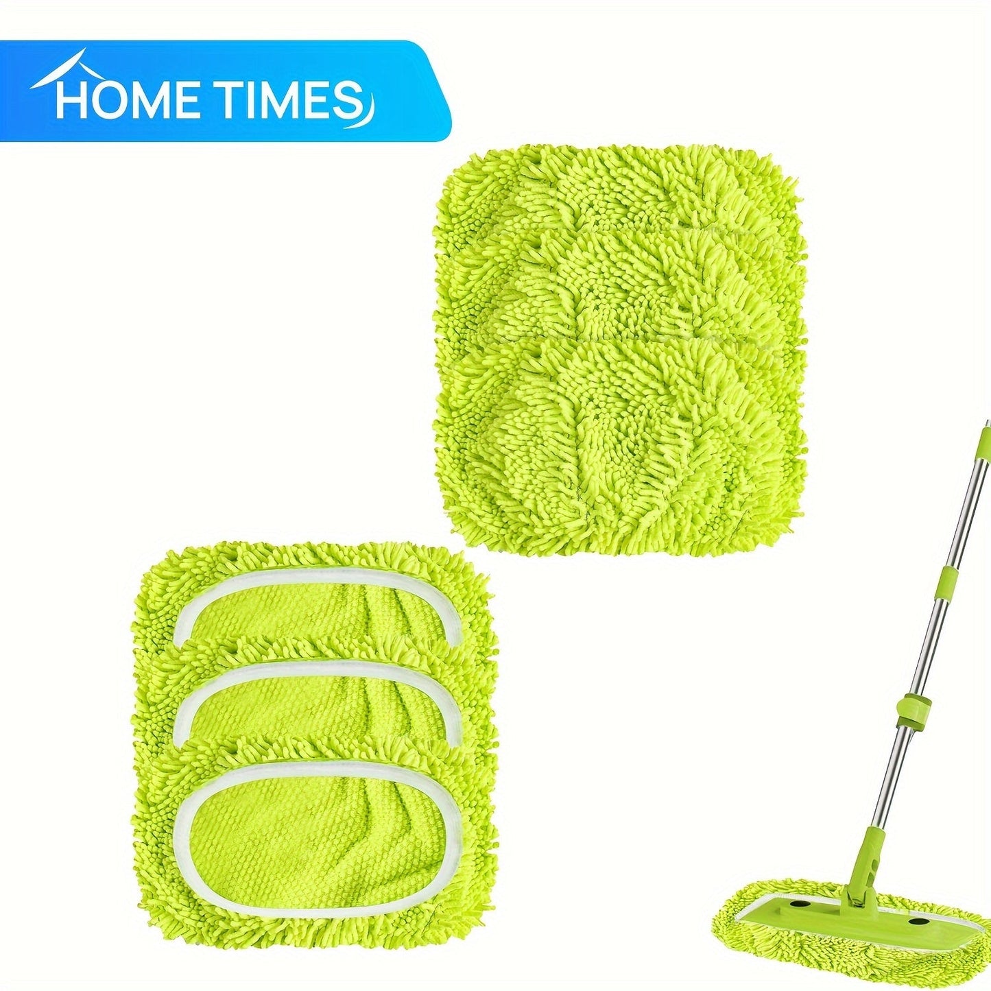 Get a 6-piece set of reusable and washable Home Times Microfiber Mop Pads in green, compatible with sweepers for both wet and dry floor cleaning. Perfect as Christmas or Halloween gifts for household cleaning needs. Experience vibrant green mop pads that