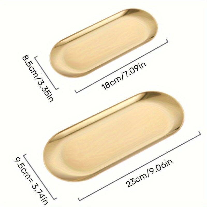 Элегантный золотой поднос из нержавеющей стали для макияжа, духов, ювелирных изделий и декора ванной комнаты с художественным дизайном и органайзером для раковины.