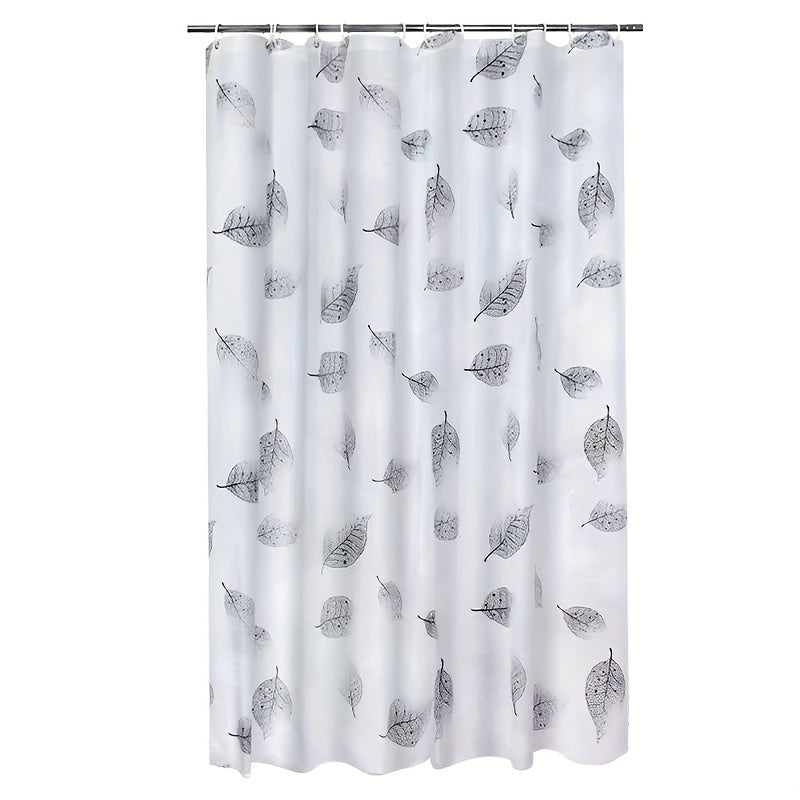 Autumn Leaves Shower Curtain featuring Water-Resistant PEVA Fabric with Woven Leaf Pattern, Unlined, Fall Holiday Theme, Reinforced Grommets, Easy-Clean Bathroom Decor