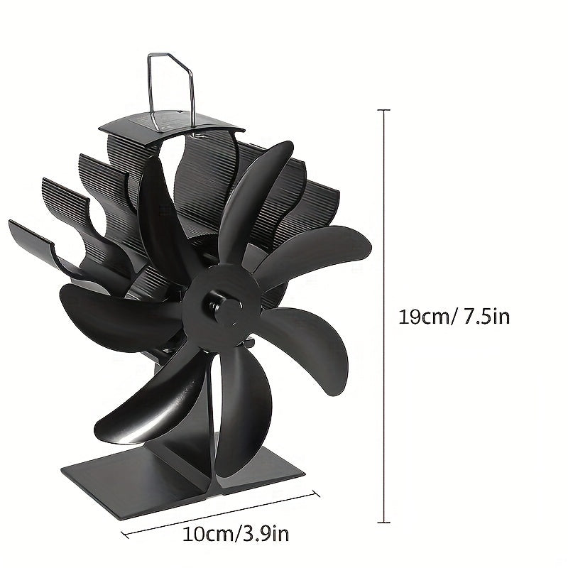 7 Blade Fireplace Fan that runs on heat - Distributes air efficiently, operates silently, simple to install, made of durable rust-resistant metal, no need for electricity or batteries for use with freestanding stoves.