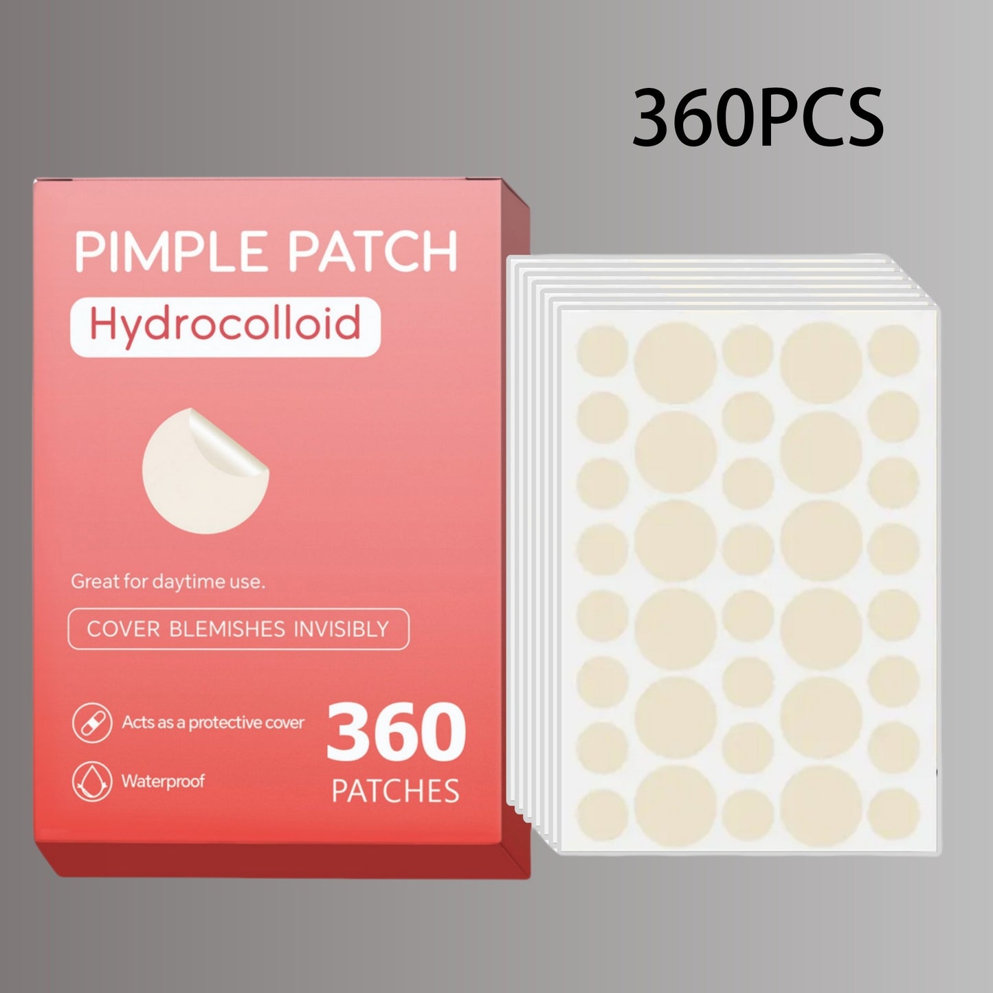 360 count acne patch for covering pimple, acne, zits, blemishes on face and skin.