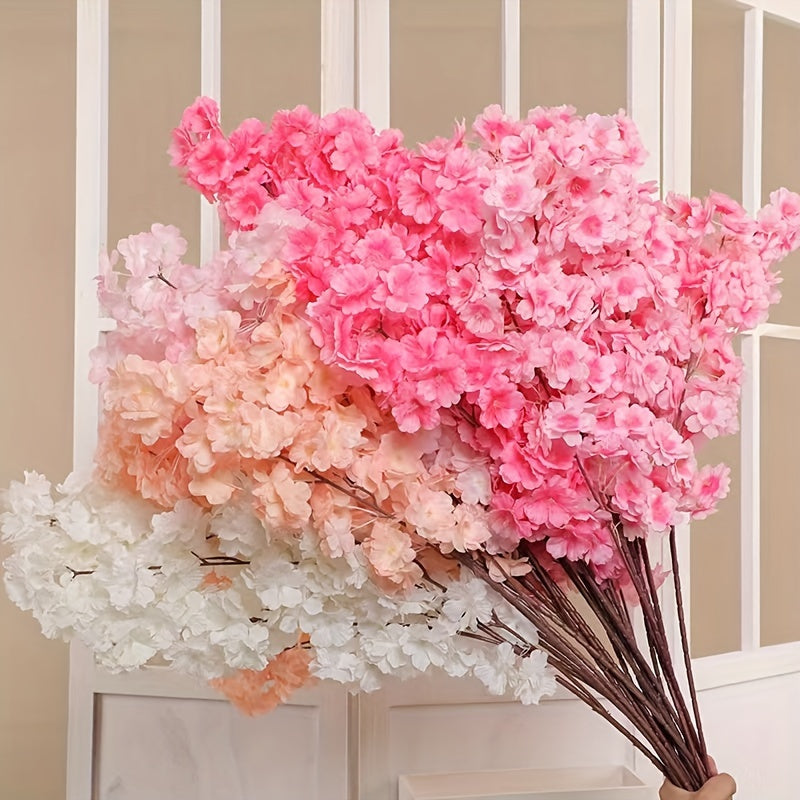 DIY Pink Cherry Blossom Branches for Wedding Arch Decor, Plastic Material, No Power Required.