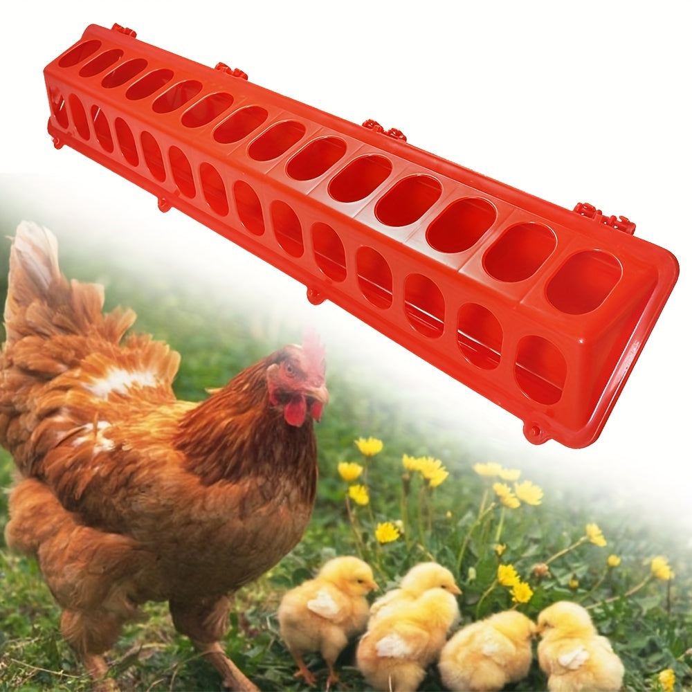 Long feeding trough for chickens, ducks, and geese, suitable for feeding and watering.