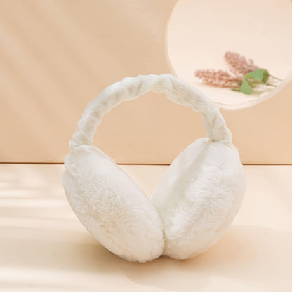 Set of 2 Women's Foldable Earmuffs in Solid Colors, Stylish and Portable Plush Warmth