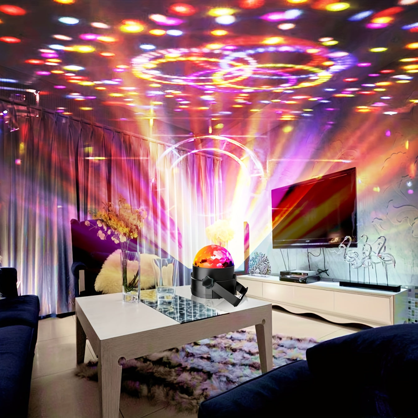 RGB Disco Ball Light with Sound Activation, Ideal for Parties and Events, USB Powered with 7 Modes, Brings Life to House Parties.